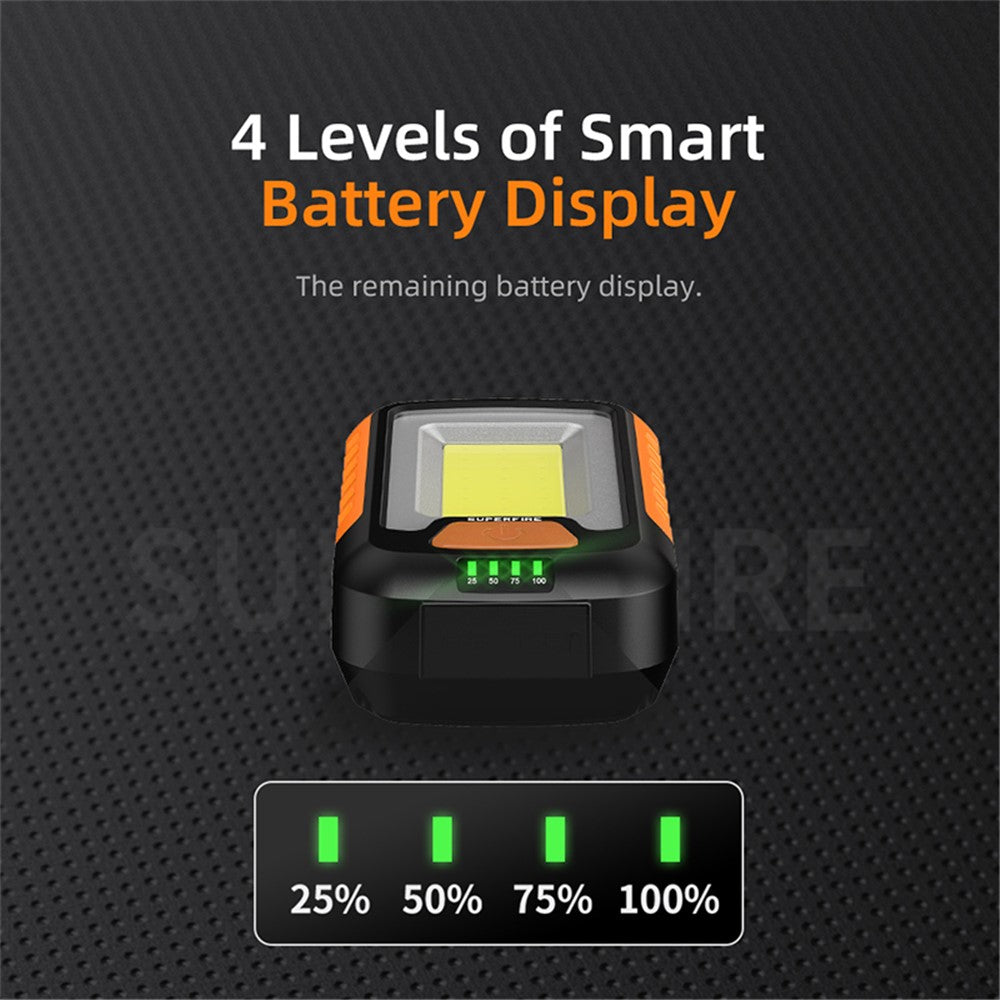 SUPERFIRE G21 Portable 650lm COB LED Work Light USB Rechargeable Waterproof Outdoor Camping Hiking Lamp