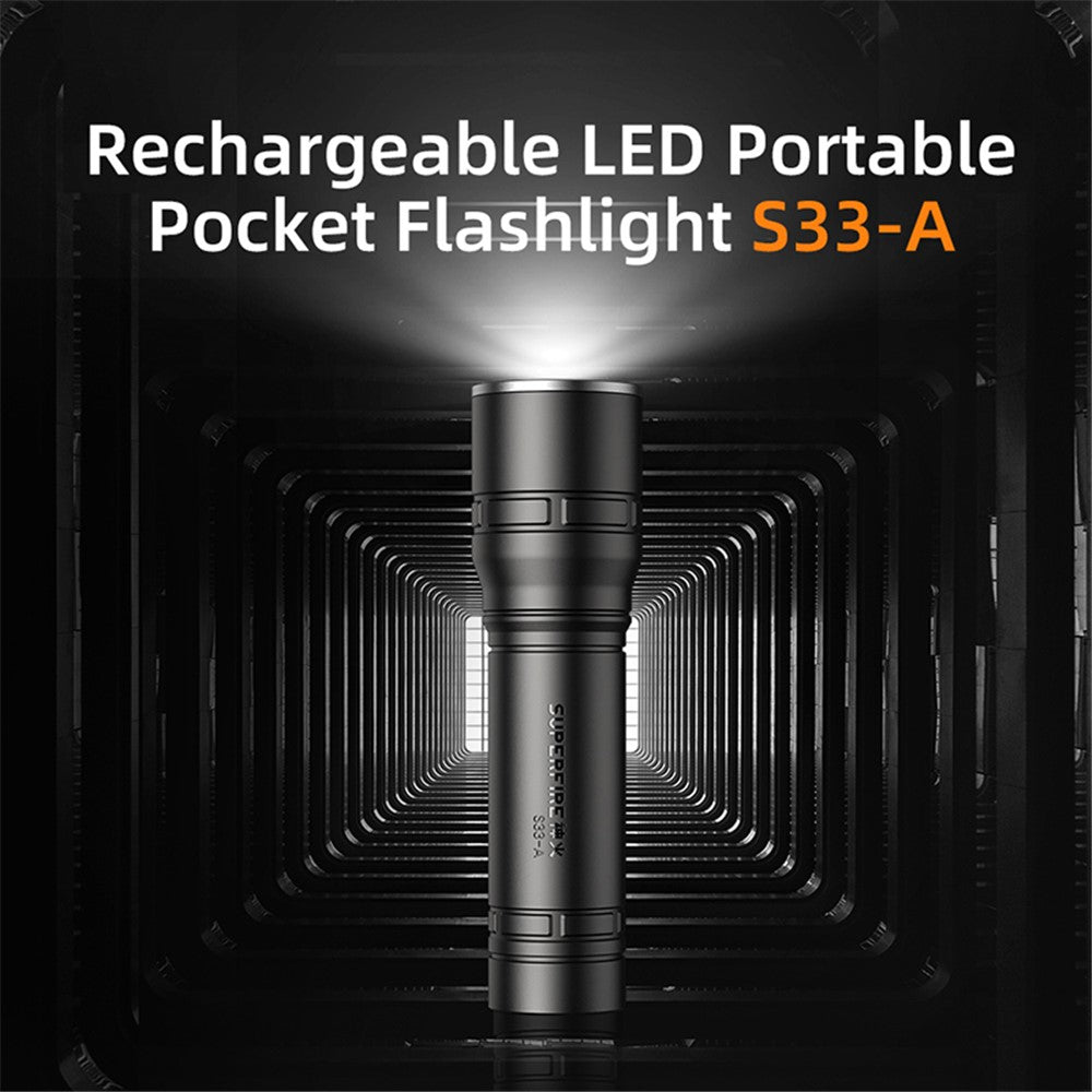 SUPERFIRE S33-A Bright LED Flashlight 4-Mode Rechargeable Waterproof Outdoor Camping Hiking Torch