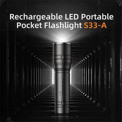 SUPERFIRE S33-A Bright LED Flashlight 4-Mode Rechargeable Waterproof Outdoor Camping Hiking Torch