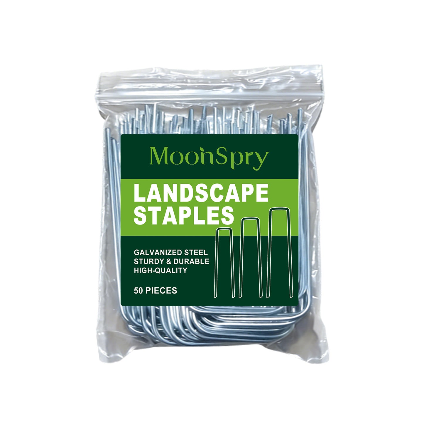 MOONSPRY 50Pcs 10cm Garden Stakes Galvanized Steel U-Shaped Landscape Pins for Yard Lawn Orchard