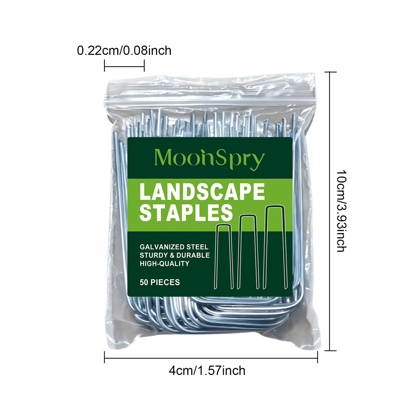 MOONSPRY 50Pcs 10cm Garden Stakes Galvanized Steel U-Shaped Landscape Pins for Yard Lawn Orchard