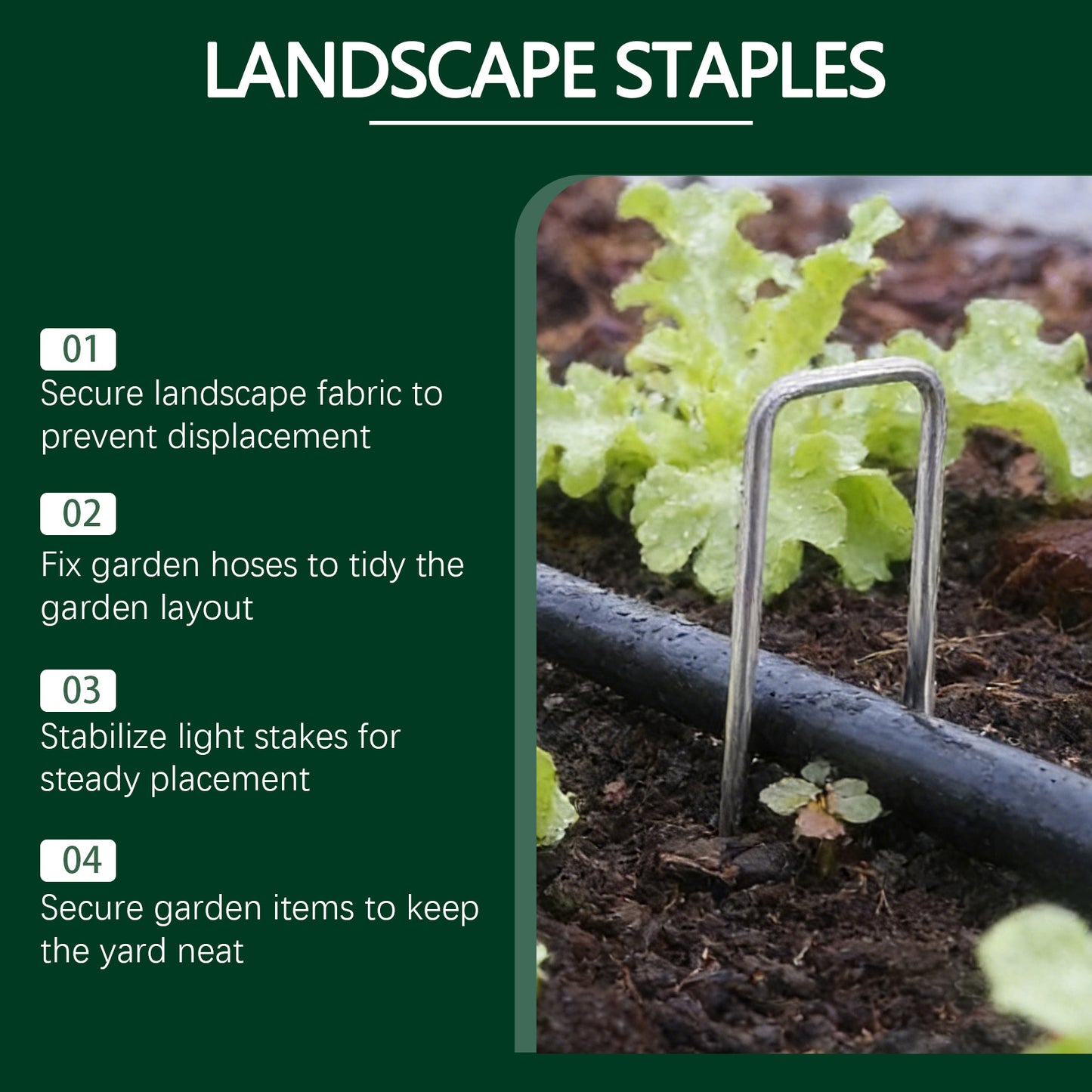 MOONSPRY 50Pcs 10cm Garden Stakes Galvanized Steel U-Shaped Landscape Pins for Yard Lawn Orchard