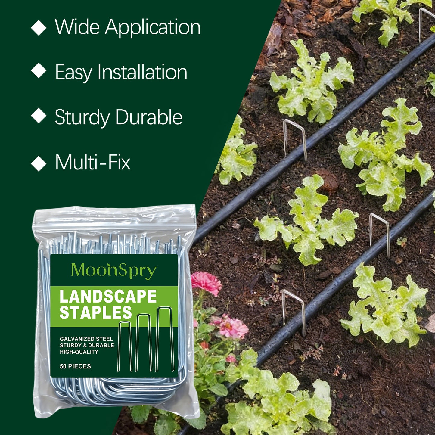 MOONSPRY 50Pcs 10cm Garden Stakes Galvanized Steel U-Shaped Landscape Pins for Yard Lawn Orchard