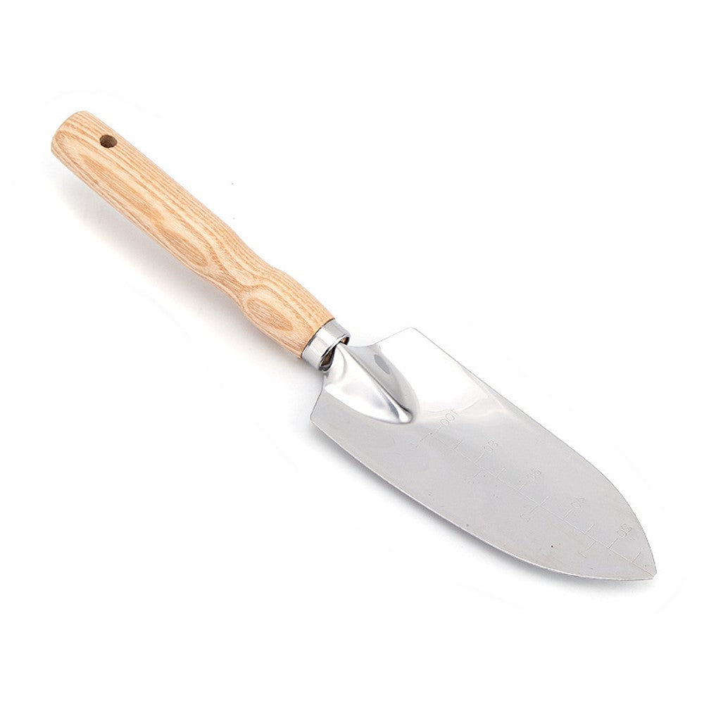 5Pcs Stainless Steel Gardening Tool Wooden Handle Fork Shovel Rake Set