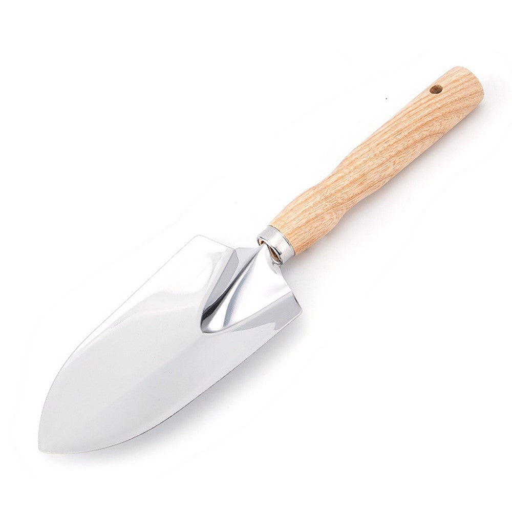 5Pcs Stainless Steel Gardening Tool Wooden Handle Fork Shovel Rake Set