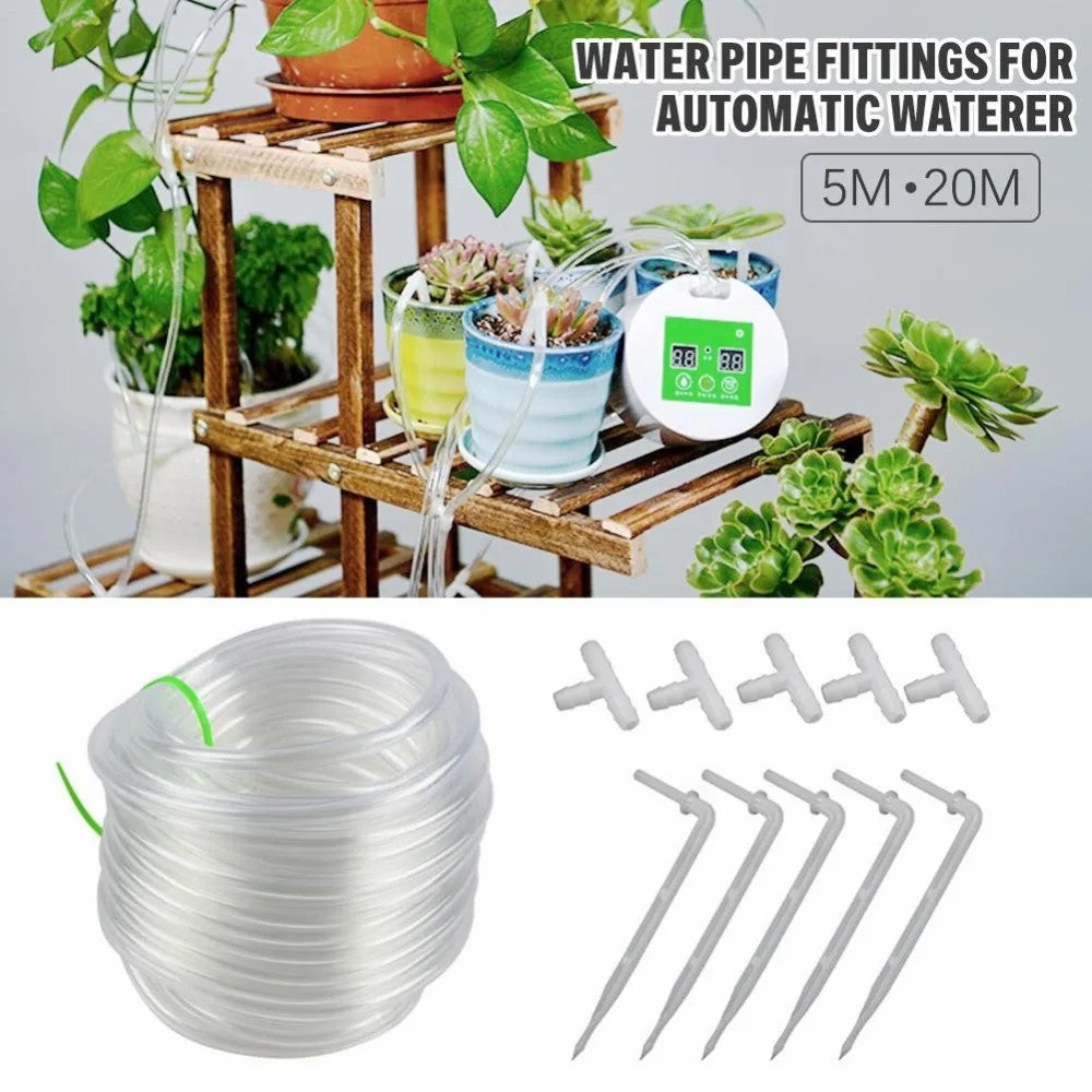 10m PVC Water Pipe Garden Drip Irrigation Clear Hose Fittings for Automatic Waterer