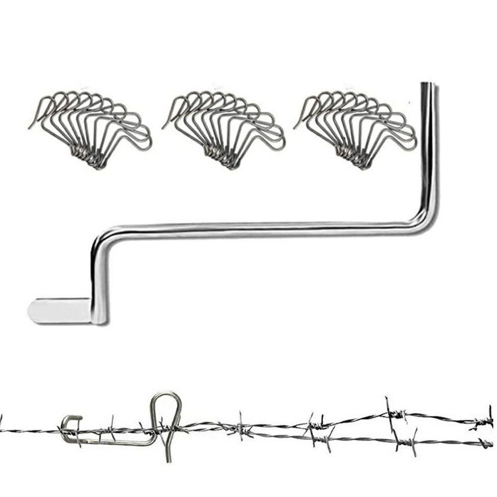 30Pcs Fence Wire Tensioner Garden Yard Metal Fence Wire Fastening Tool with Wrench