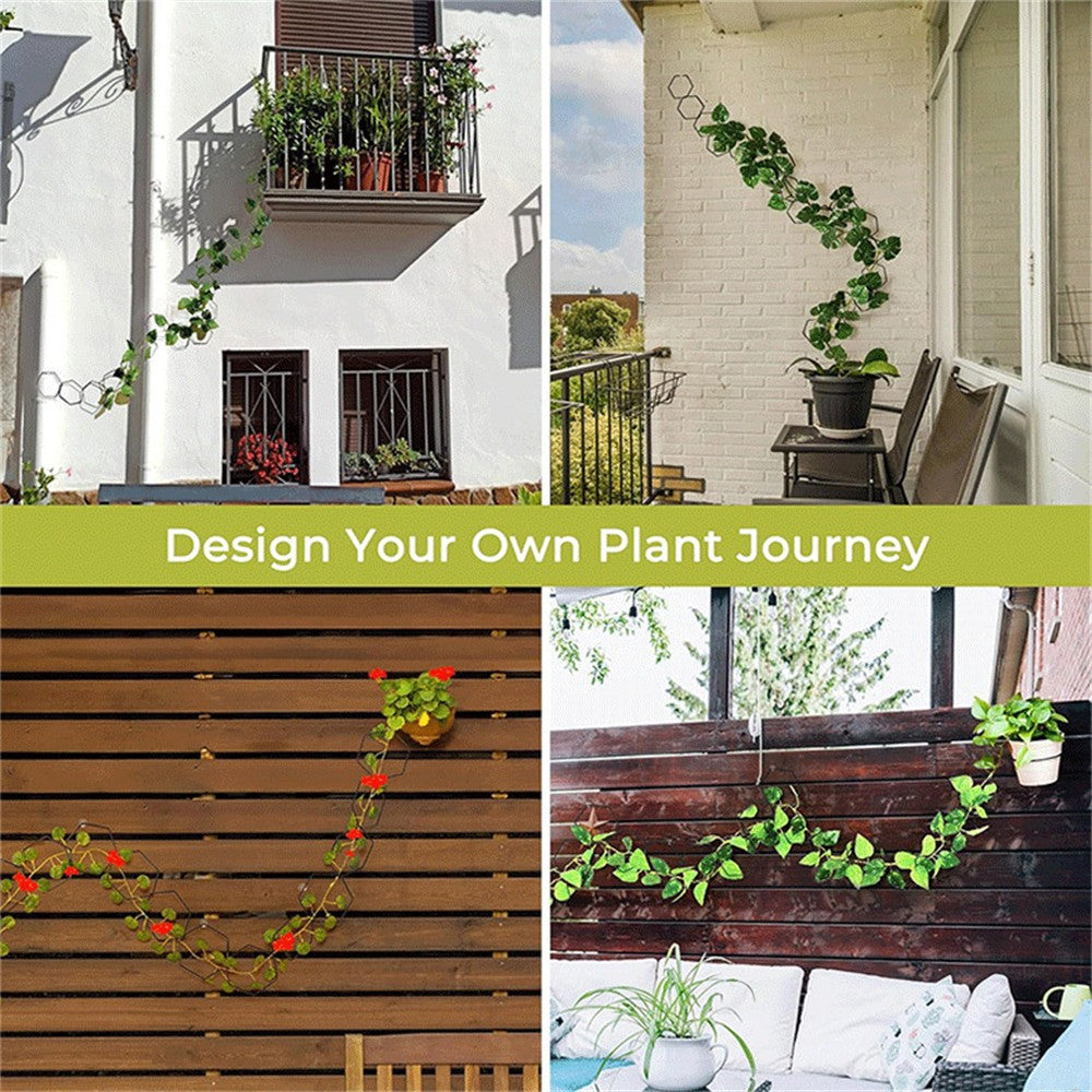 18Pcs Plant Support Trellis DIY Climbing Plant Wall Decor Hexagonal Chain Link Grid