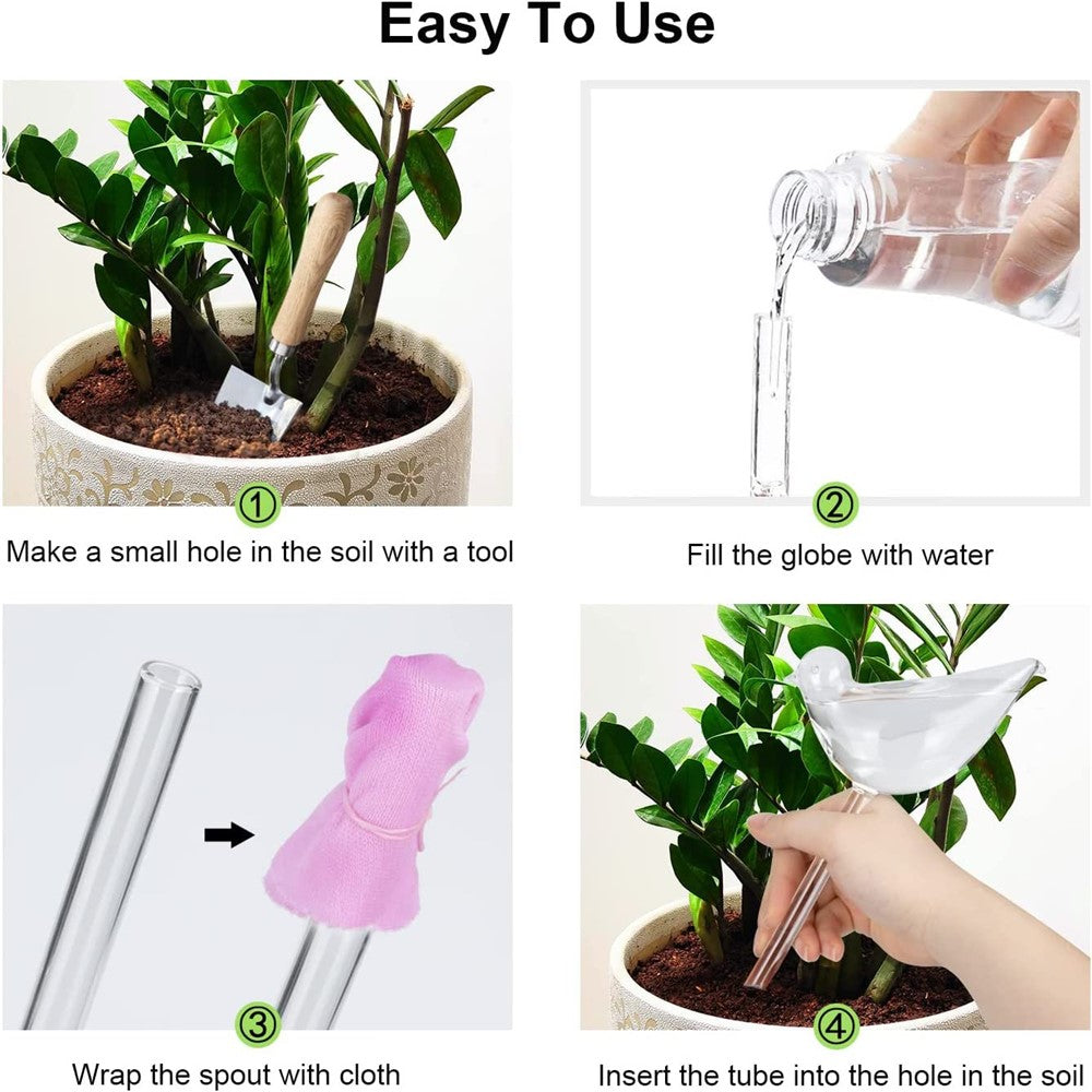 5Pcs 90ml Bird Shape Plant Waterer Automatic Watering Device PVC Drip Irrigation System, Size L