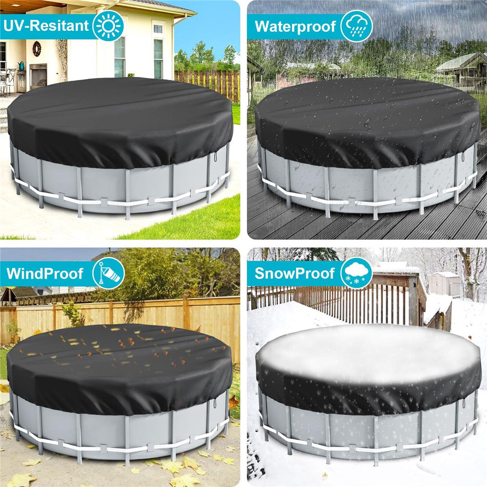 10FT Round Swimming Pool Cover 210D Oxford Cloth Solar Cover for Above Ground Pools
