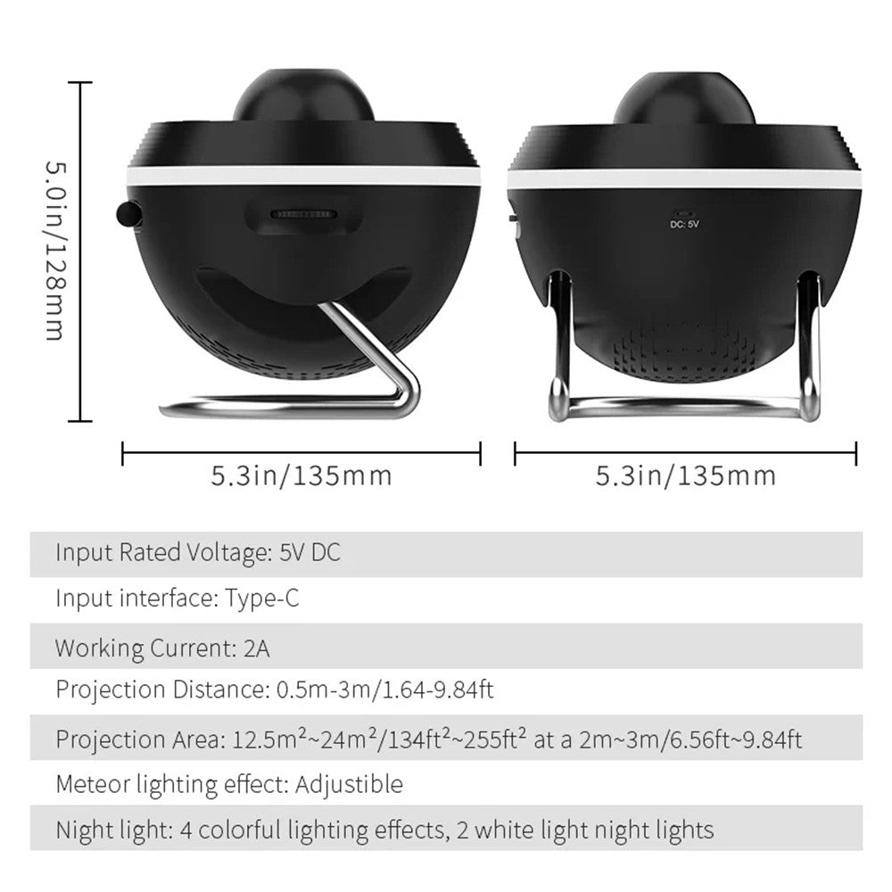 TKQ01 LED Projection Lamp 1 / 2H Timing Rotatable Space Ball Projector Meteor Galaxy Ceiling Night Light