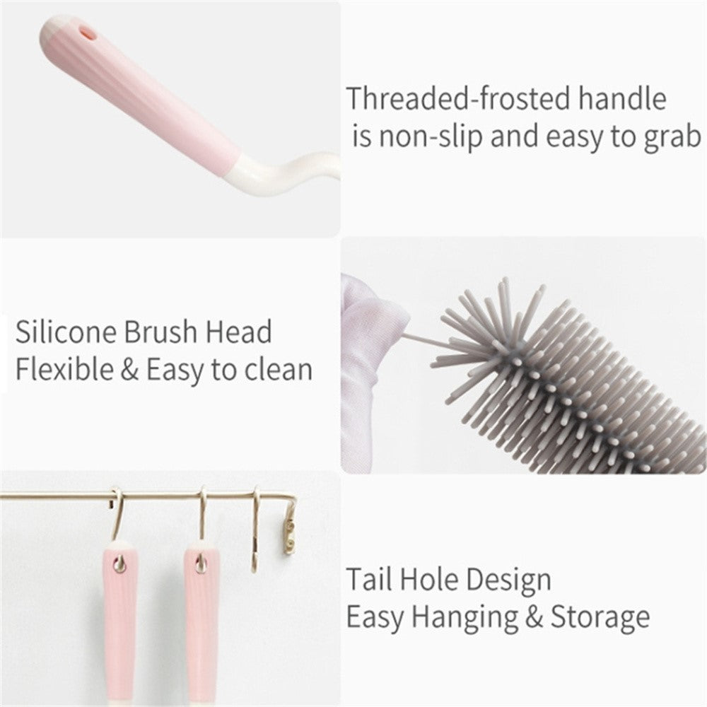 4Pcs Silicone Cleaning Brush Kit Baby Bottle Straw Cleaner Brush (BPA-Free, NO FDA Certification)