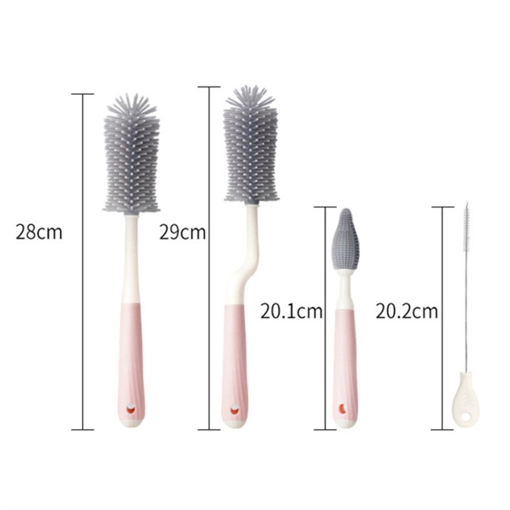 4Pcs Silicone Cleaning Brush Kit Baby Bottle Straw Cleaner Brush (BPA-Free, NO FDA Certification)