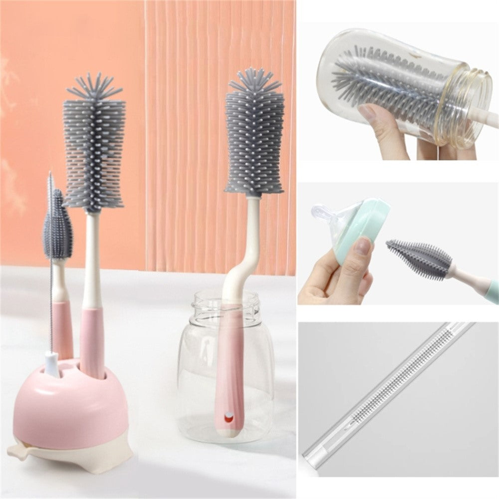4Pcs Silicone Cleaning Brush Kit Baby Bottle Straw Cleaner Brush (BPA-Free, NO FDA Certification)