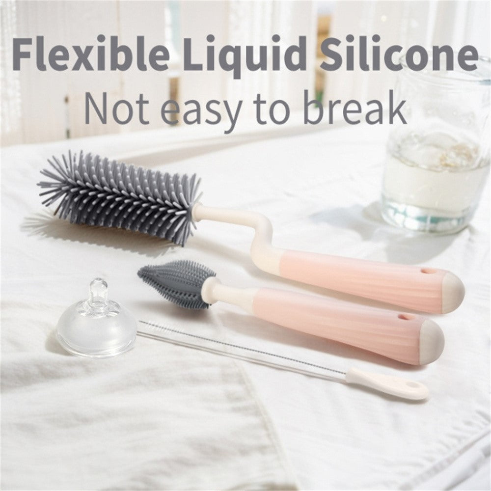4Pcs Silicone Cleaning Brush Kit Baby Bottle Straw Cleaner Brush (BPA-Free, NO FDA Certification)
