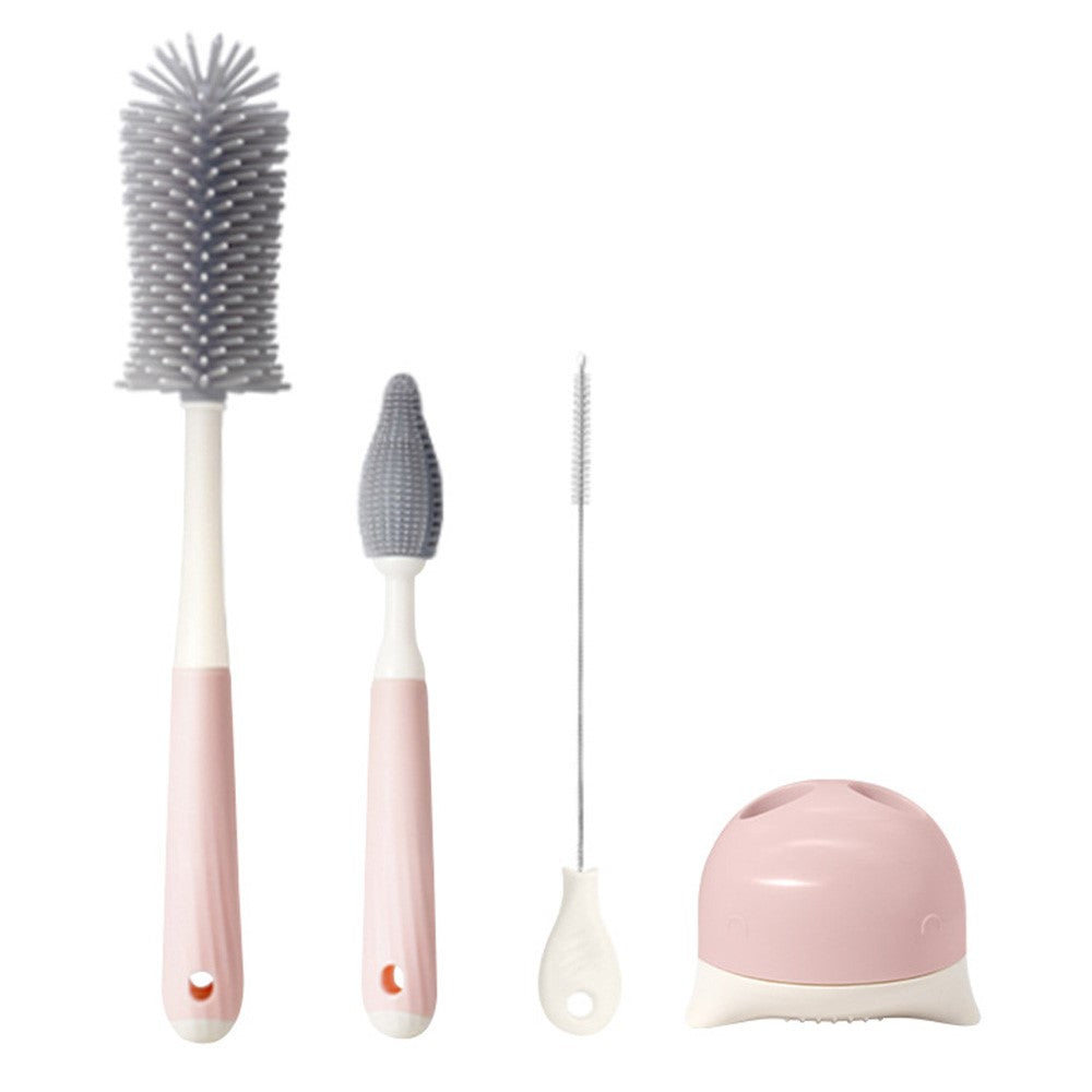 4Pcs Silicone Cleaning Brush Kit Baby Bottle Straw Cleaner Brush (BPA-Free, NO FDA Certification)