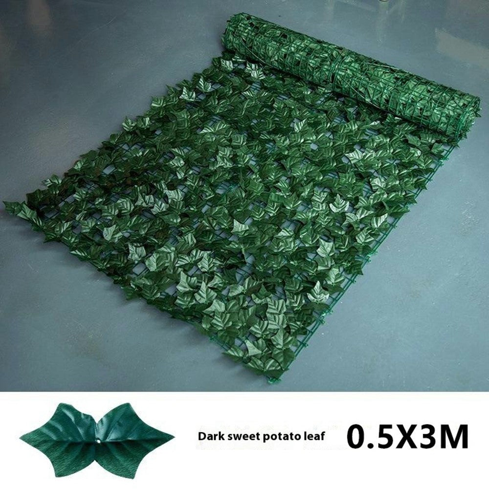 0.5 x 3m Dark Sweet Potato Leaf Artificial Hedge Privacy Screen Faux Leaf Fence Garden Yard Barrier Decor
