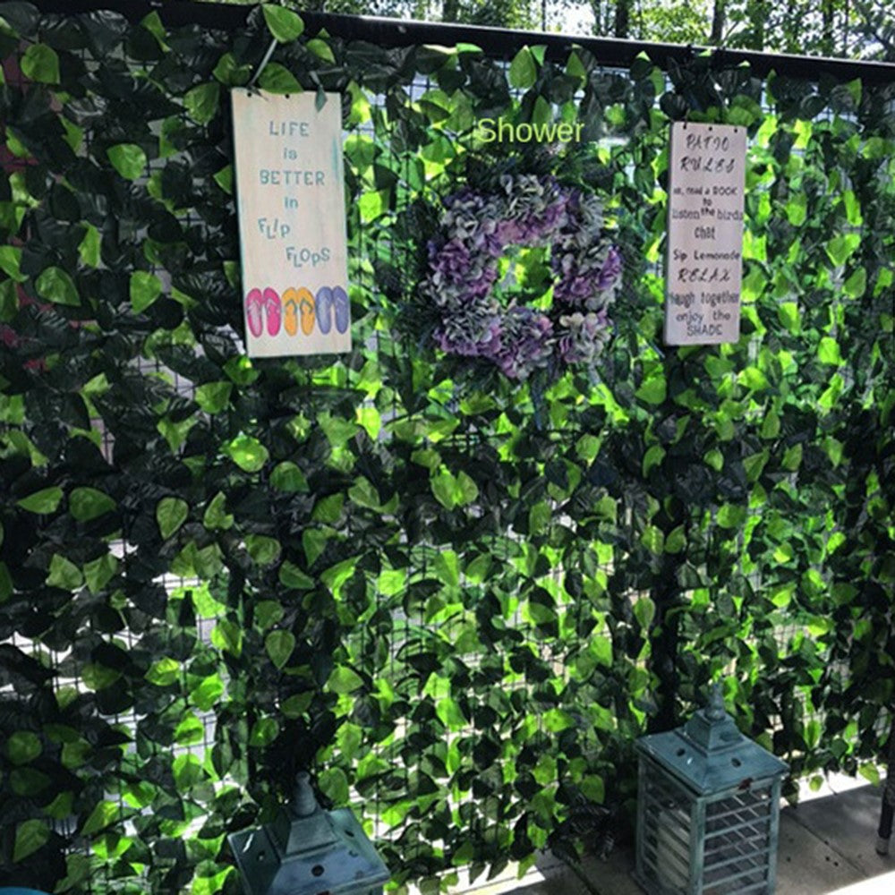 0.5 x 0.5m Dark-Colored Pothos Leaves Artificial Hedge Privacy Screen Garden Yard Faux Leaf Fence Barrier