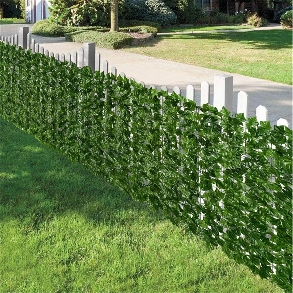 1 x 1m Dark-Colored Pothos Leaves Artificial Hedge Privacy Screen Garden Yard Faux Leaf Fence Barrier