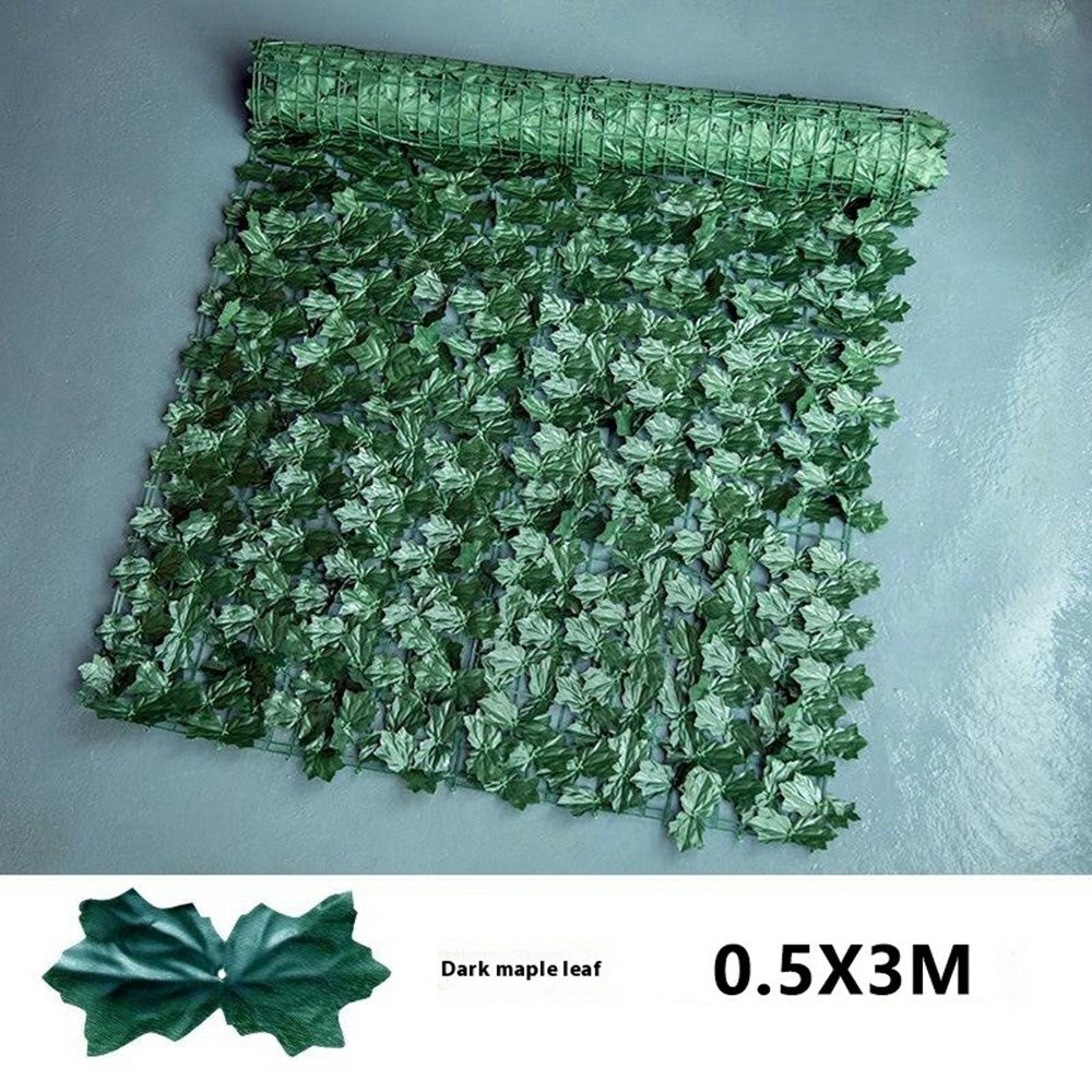 0.5 x 3m Dark Maple Leaf Artificial Hedge Faux Leaf Privacy Screen Fence Garden Balcony Decorative Barrier