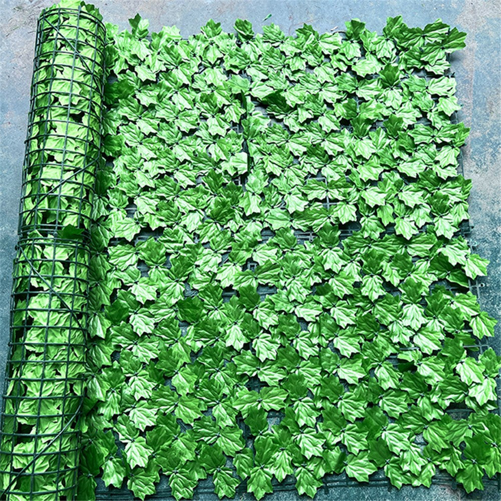 0.5m x 0.5m Light Green Maple Leaf Privacy Fence Screen Artificial Plant Hedges for Outdoor Garden Decor