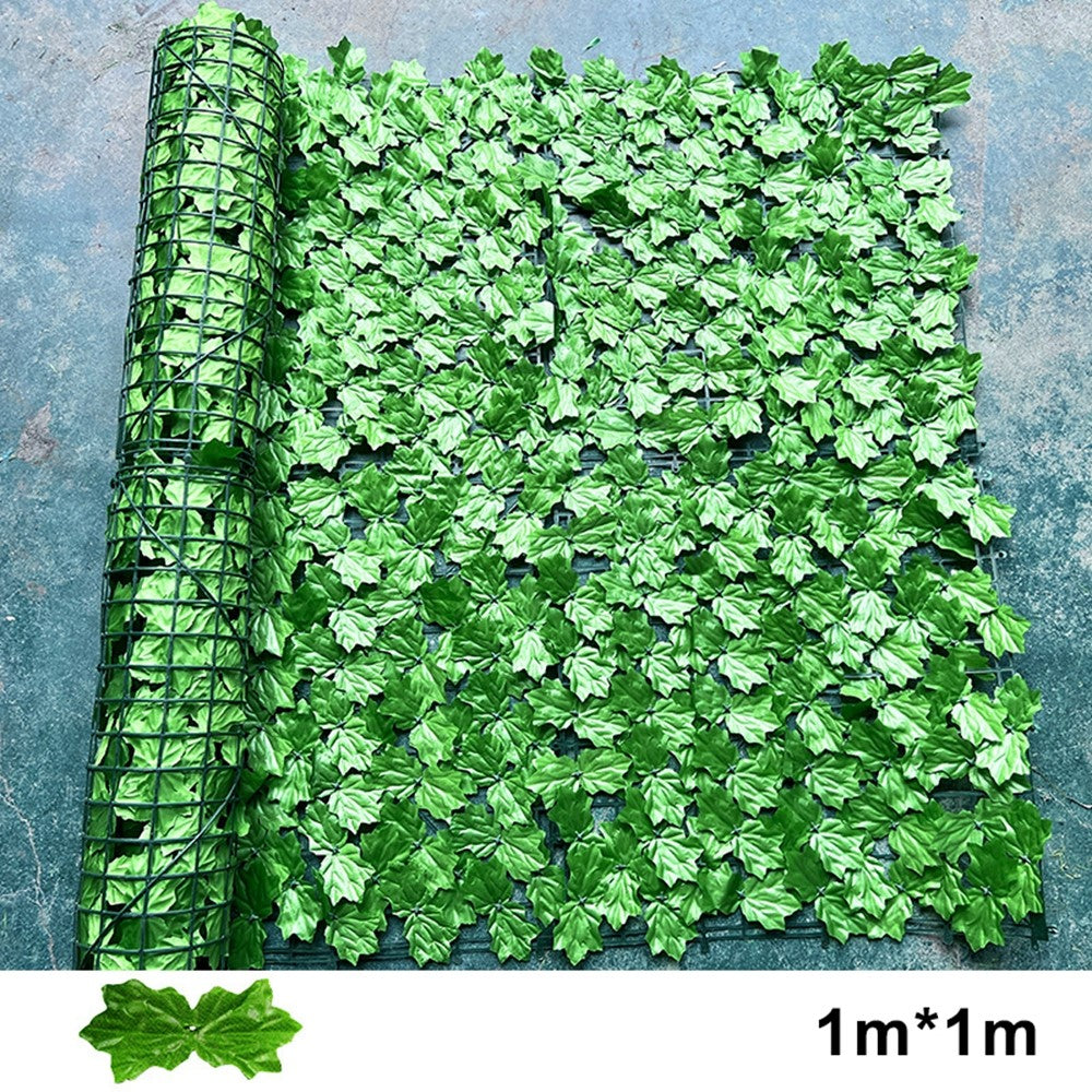 1m x 1m Light Green Maple Leaf Privacy Fence Screen Artificial Plant Hedges for Outdoor Garden Decor