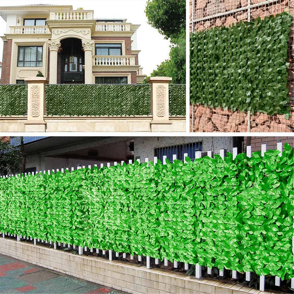 0.5 x 0.5m Green Perilla Leaf Artificial Hedge Privacy Screen Faux Leaf Fence Garden Balcony Decor
