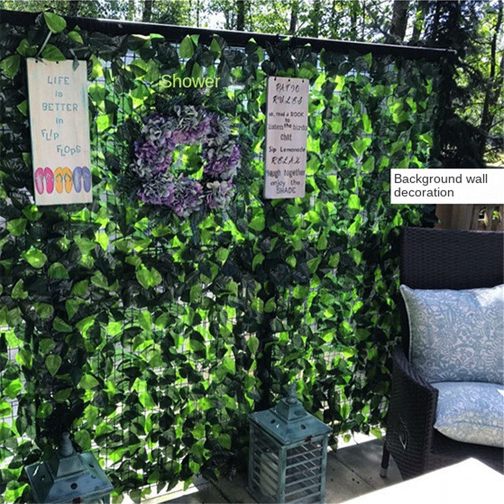 0.5 x 0.5m Green Perilla Leaf Artificial Hedge Privacy Screen Faux Leaf Fence Garden Balcony Decor