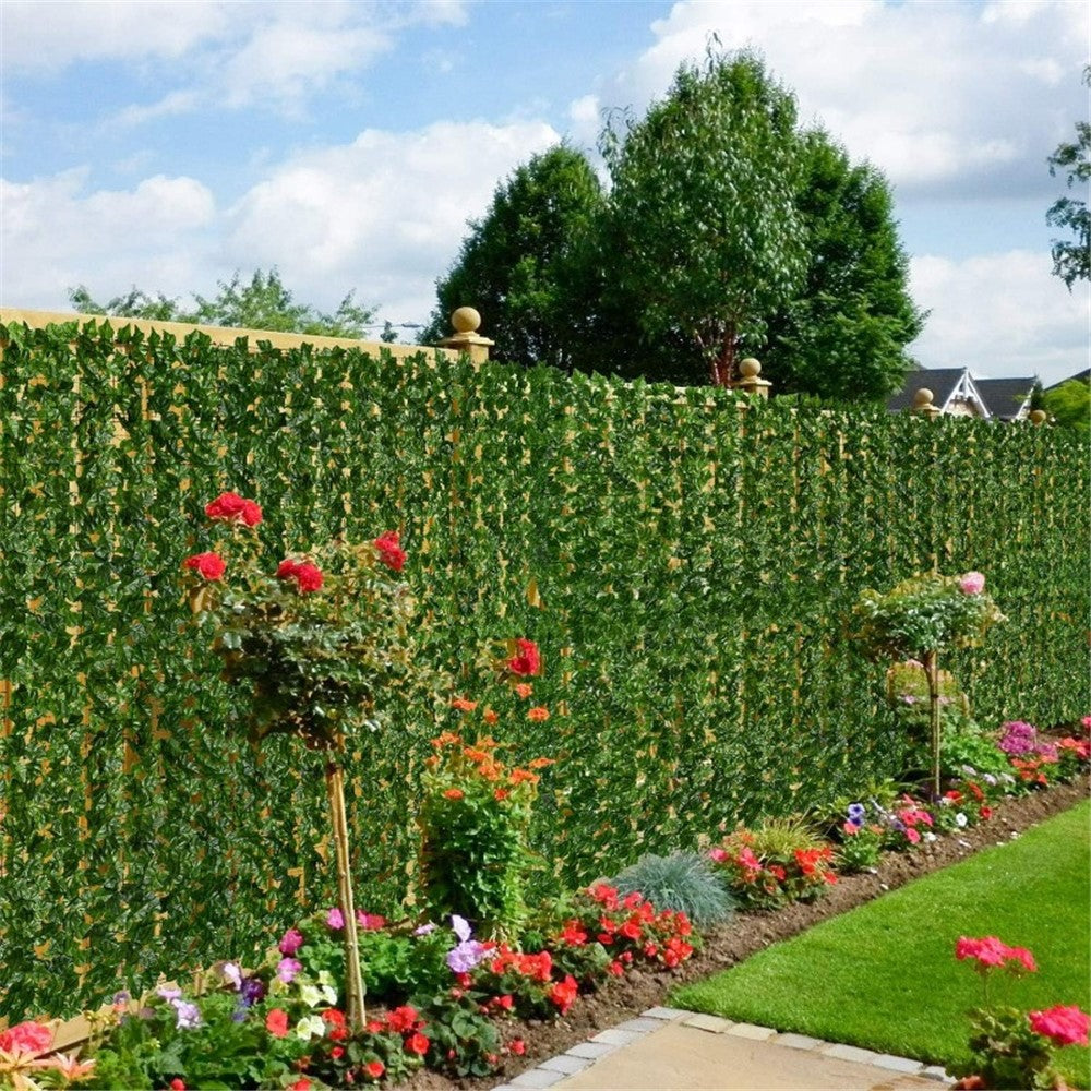 0.5 x 0.5m Green Perilla Leaf Artificial Hedge Privacy Screen Faux Leaf Fence Garden Balcony Decor
