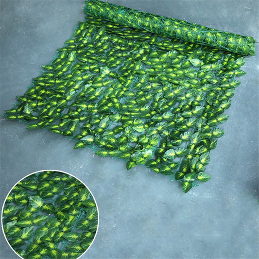 0.5 x 1m Green Perilla Leaf Artificial Hedge Privacy Screen Faux Leaf Fence Garden Balcony Decor