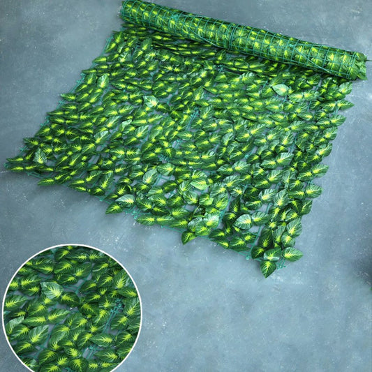 1 x 1m Green Perilla Leaf Artificial Hedge Privacy Screen Faux Leaf Fence Garden Balcony Decor