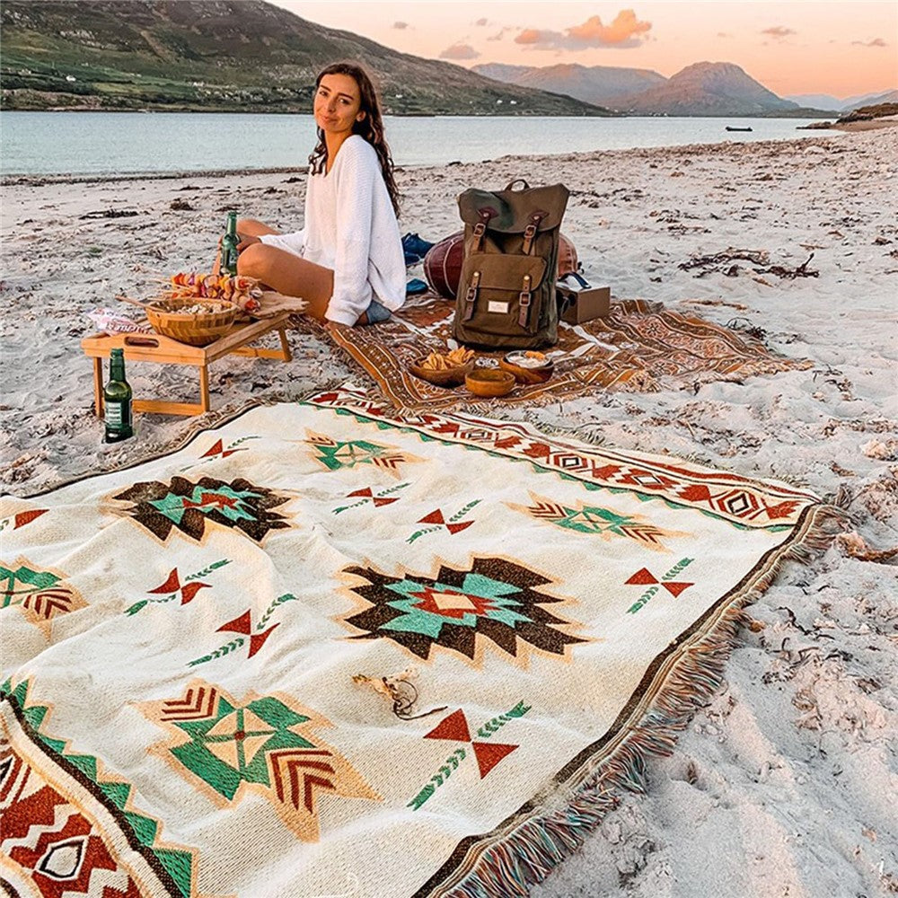90x180cm Picnic Blanket Thick Moisture-Proof Bohemian Ground Mat for Outdoor Camping Beach