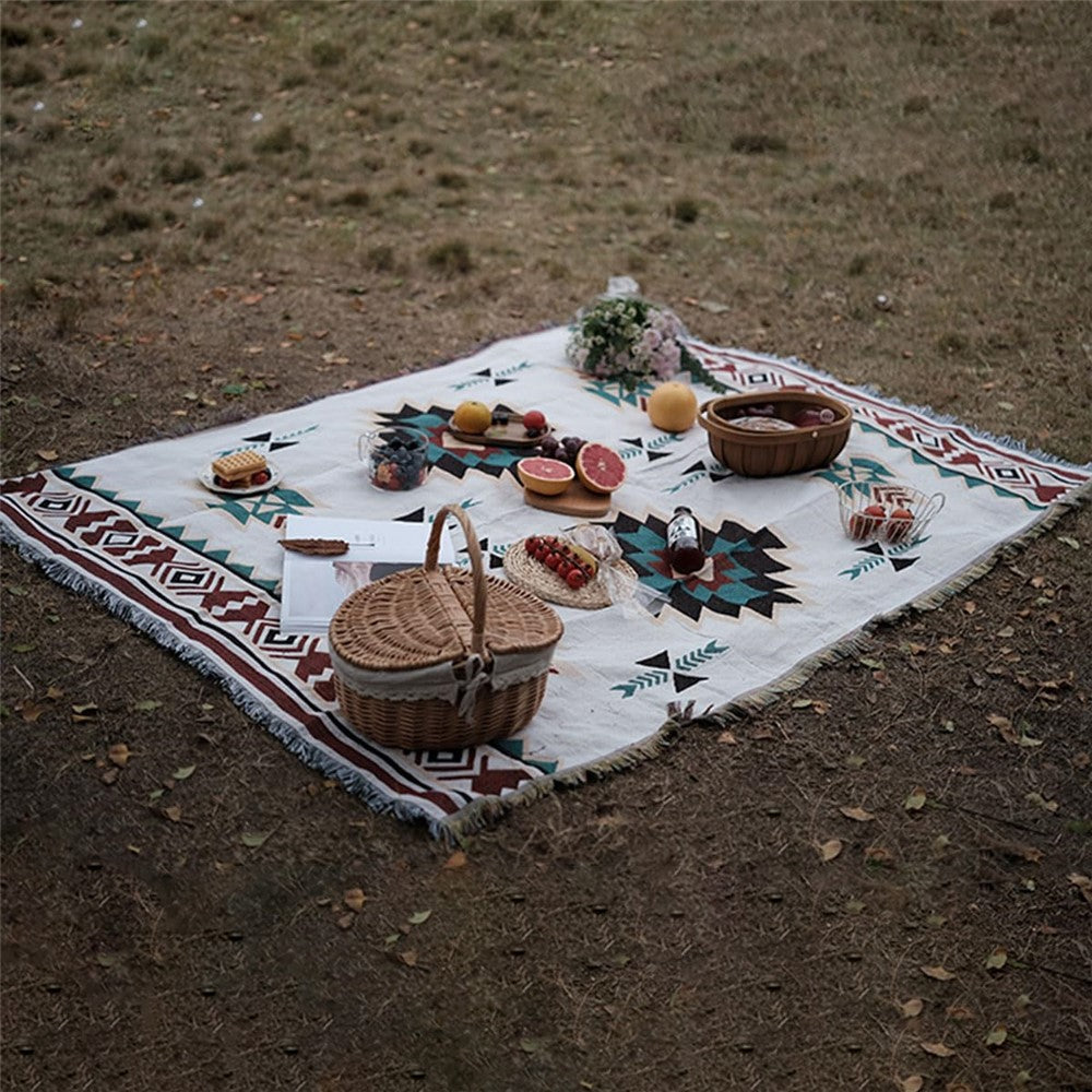 90x180cm Picnic Blanket Thick Moisture-Proof Bohemian Ground Mat for Outdoor Camping Beach