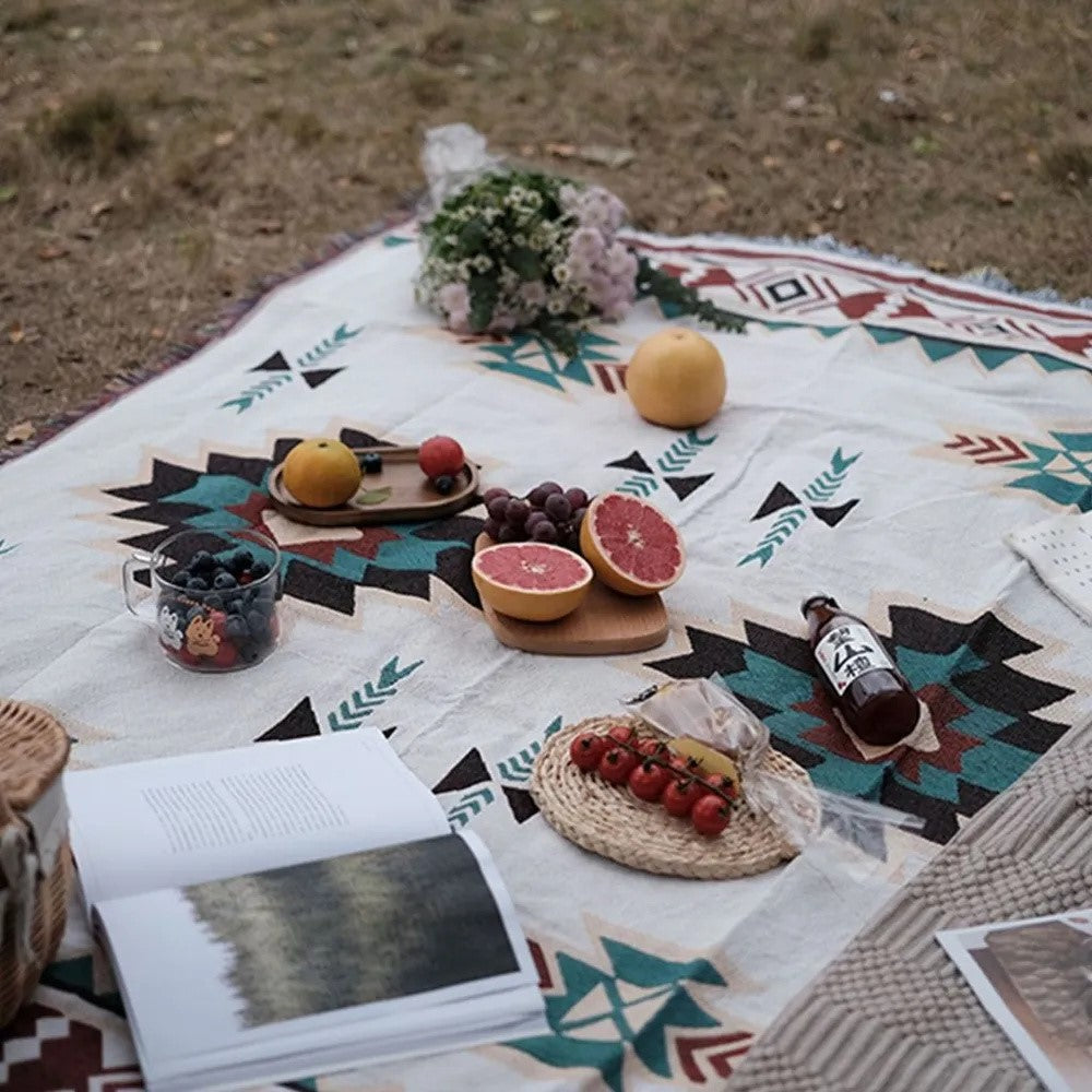 90x180cm Picnic Blanket Thick Moisture-Proof Bohemian Ground Mat for Outdoor Camping Beach