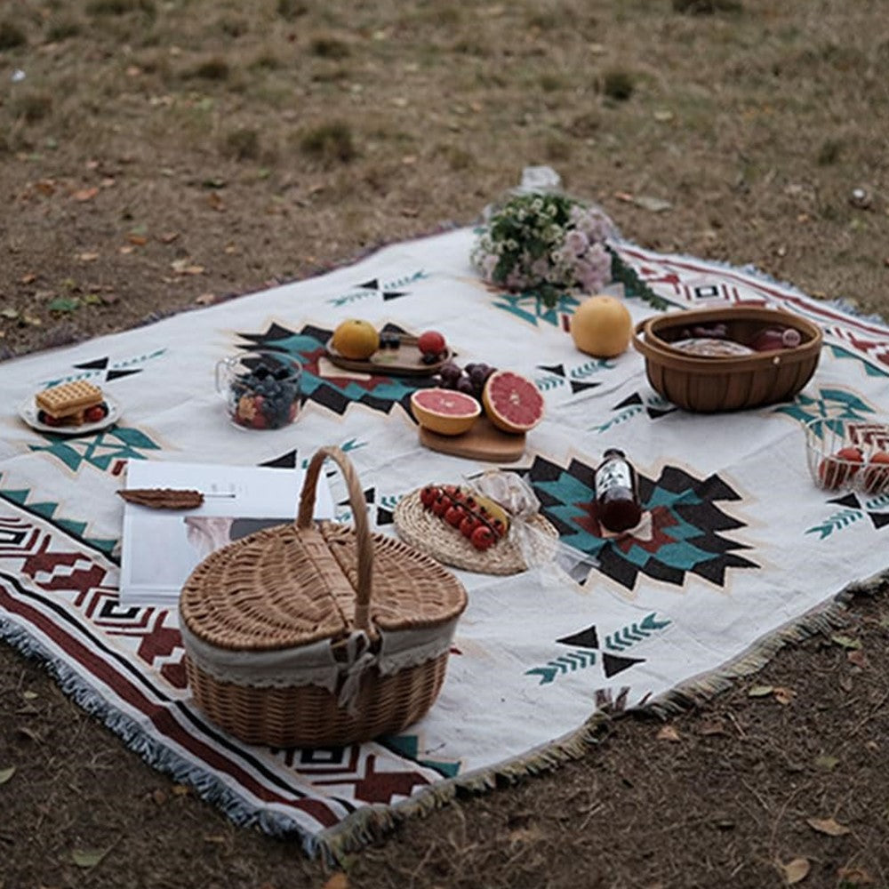 130x180cm Picnic Blanket Thick Moisture-Proof Bohemian Ground Mat for Outdoor Camping Beach