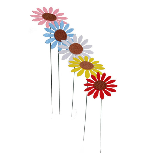 5Pcs Multicolor Daisy / Sunflower Shape Garden Stake Outdoor Courtyard Patio Lawn Decoration