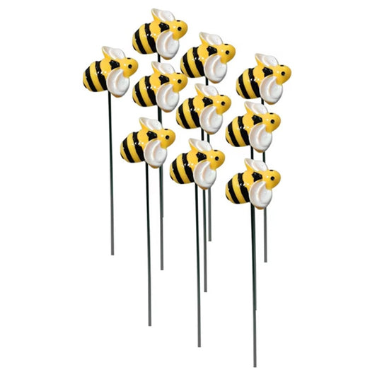G333 10Pcs / Set Artificial Bee Lawn Stakes Yard Ornaments Realistic Insect Decoration for Outdoor Garden
