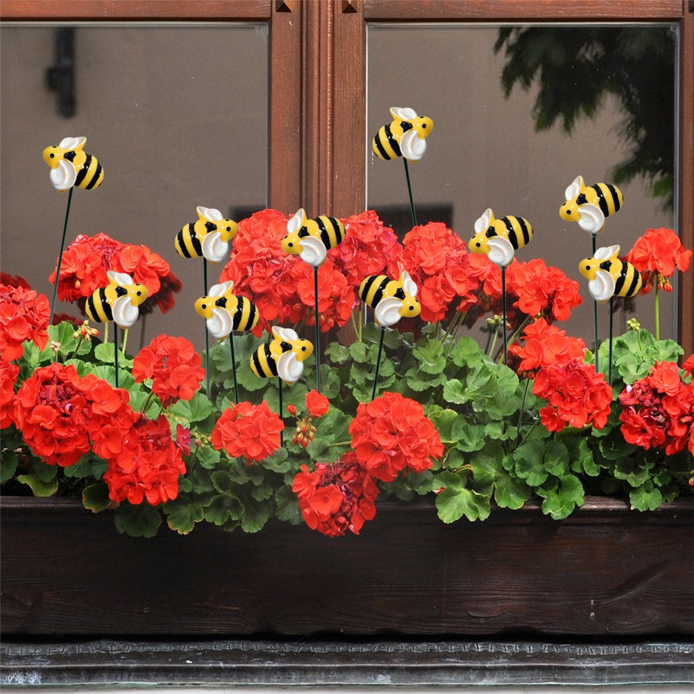 G333 10Pcs / Set Artificial Bee Lawn Stakes Yard Ornaments Realistic Insect Decoration for Outdoor Garden