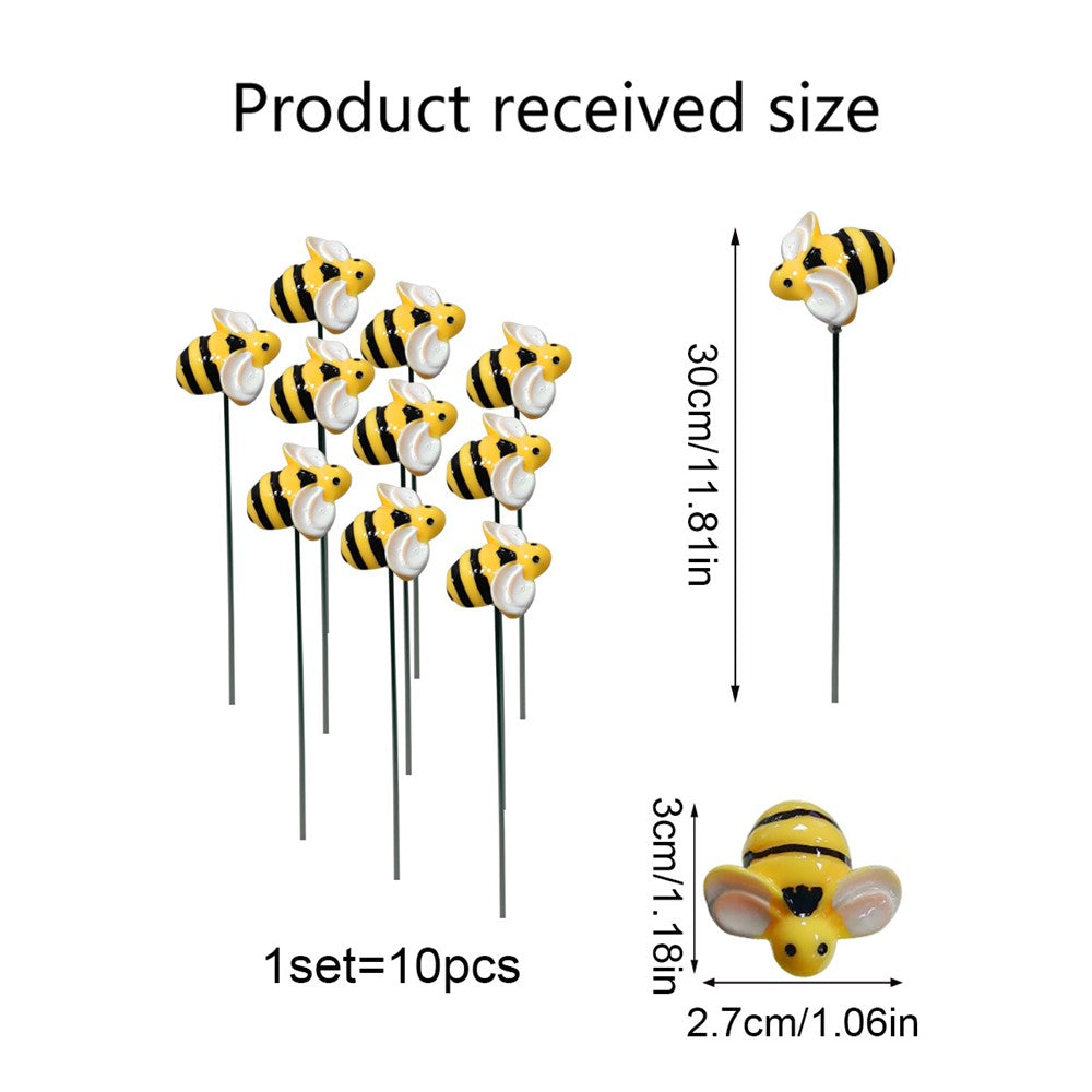 G333 10Pcs / Set Artificial Bee Lawn Stakes Yard Ornaments Realistic Insect Decoration for Outdoor Garden