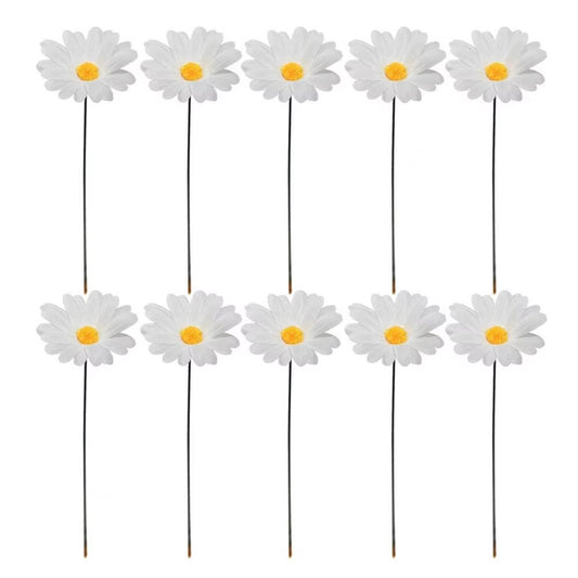 G329 10Pcs / Set Simulated Daisy Shape Garden Stake Outdoor Courtyard Patio Lawn Decoration