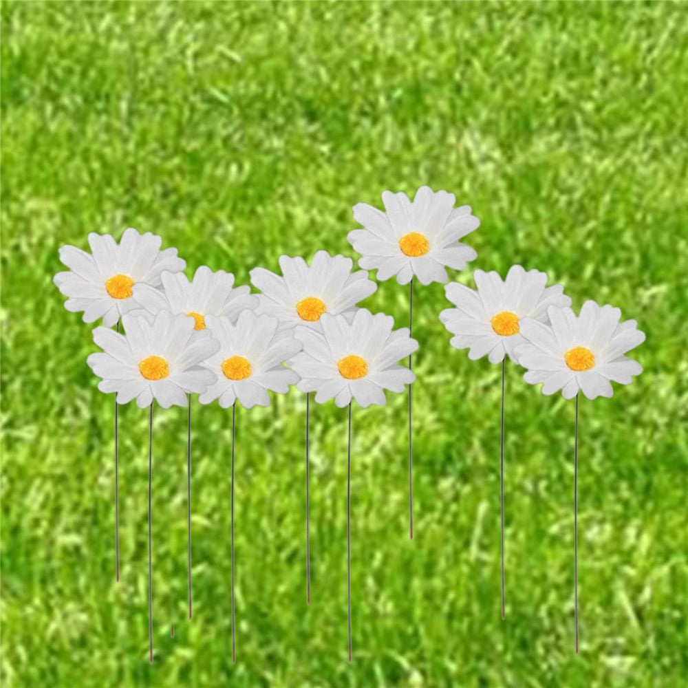 G329 10Pcs / Set Simulated Daisy Shape Garden Stake Outdoor Courtyard Patio Lawn Decoration