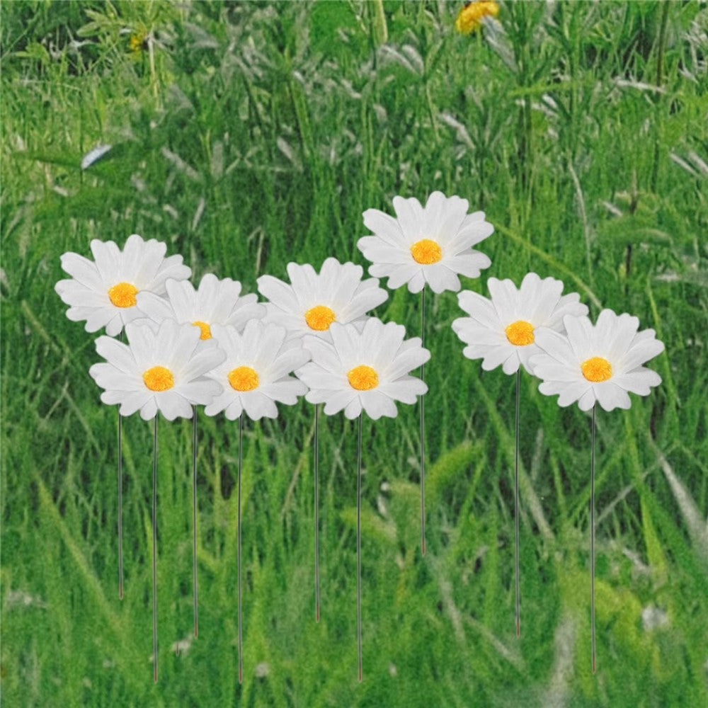 G329 10Pcs / Set Simulated Daisy Shape Garden Stake Outdoor Courtyard Patio Lawn Decoration