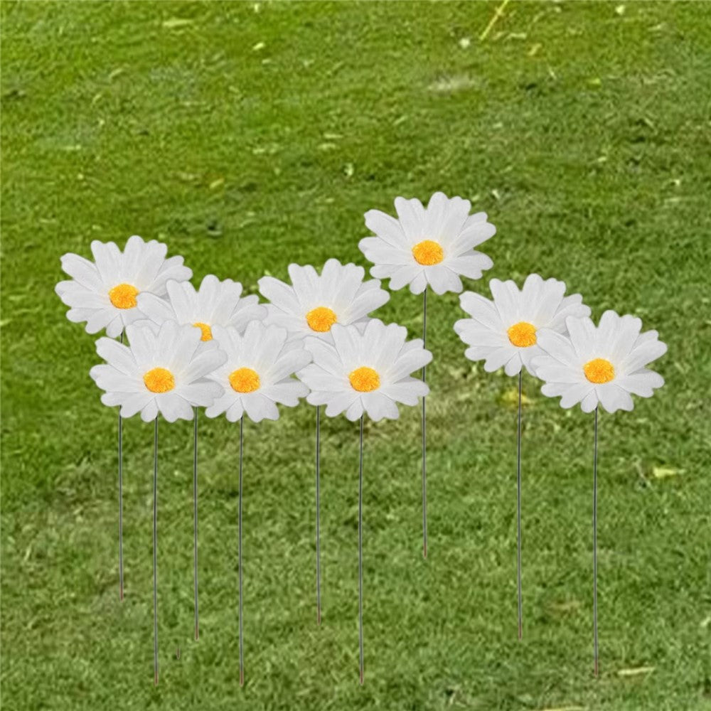 G329 10Pcs / Set Simulated Daisy Shape Garden Stake Outdoor Courtyard Patio Lawn Decoration