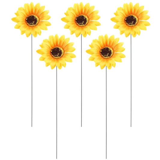 5Pcs / Set Simulated Sunflower Garden Stake Outdoor Courtyard Patio Lawn Decorative Stick