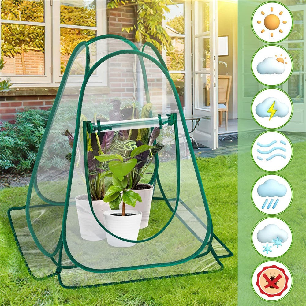 Foldable Portable Mini Greenhouse for Succulents and Flowers Home Garden Balcony Patio Warm Cover with Roll-Up Window