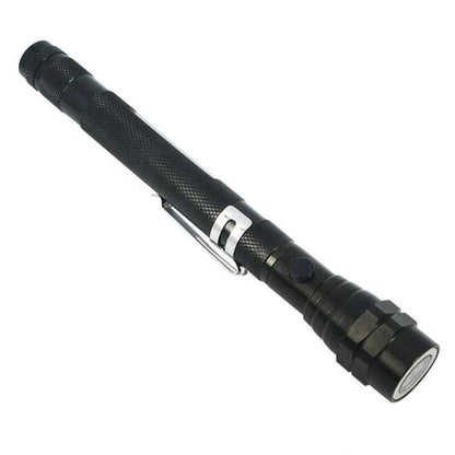 3-LED Extendable Aluminum Alloy Flashlight Magnetic Pickup Tool Flexible Gooseneck Pen Clip Light