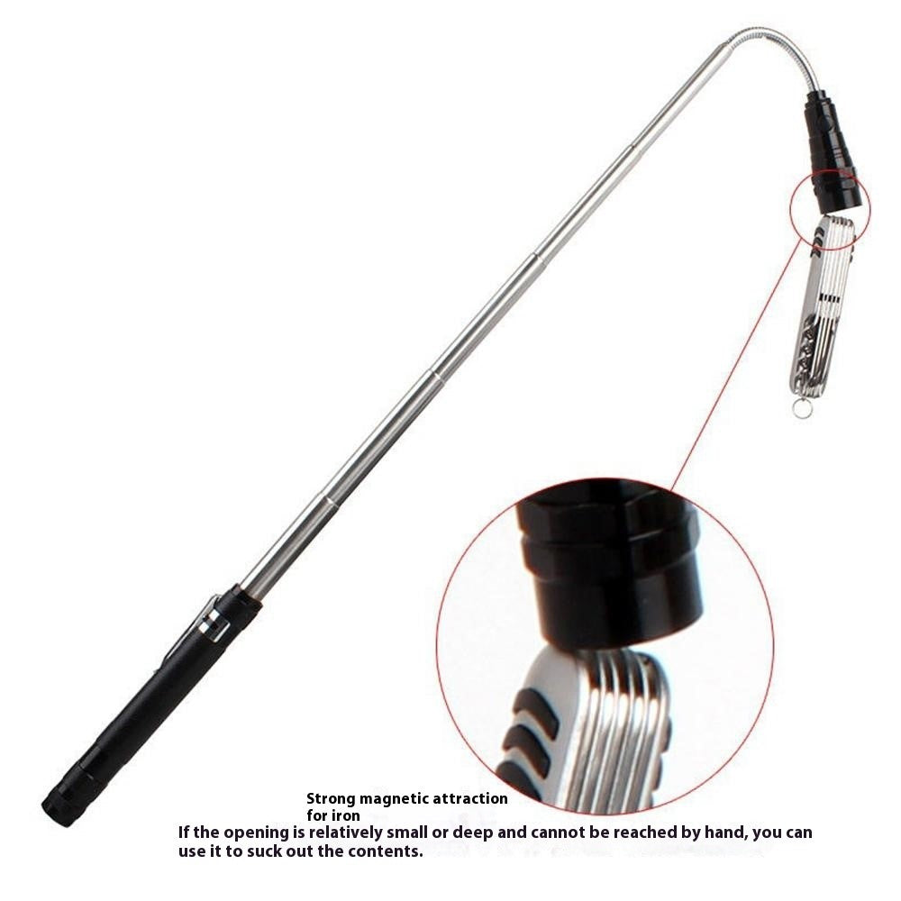 3-LED Extendable Aluminum Alloy Flashlight Magnetic Pickup Tool Flexible Gooseneck Pen Clip Light