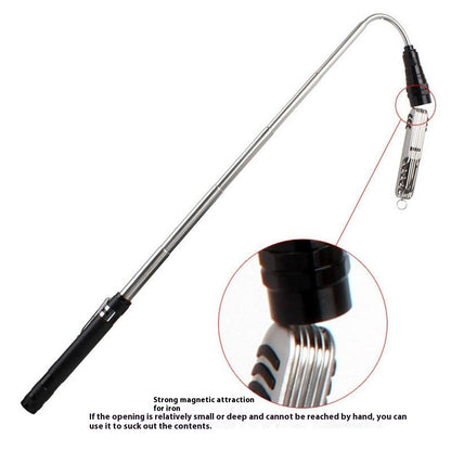 3-LED Extendable Aluminum Alloy Flashlight Magnetic Pickup Tool Flexible Gooseneck Pen Clip Light