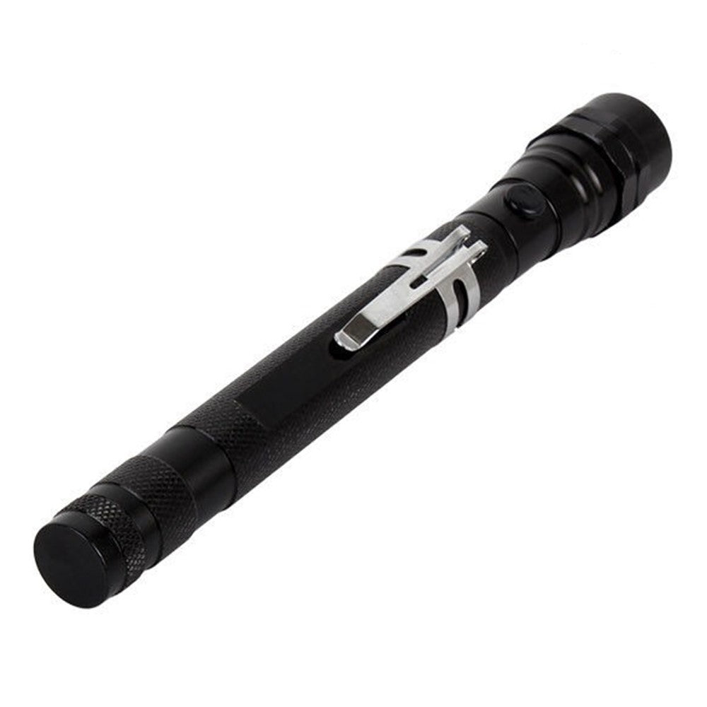 3-LED Extendable Aluminum Alloy Flashlight Magnetic Pickup Tool Flexible Gooseneck Pen Clip Light