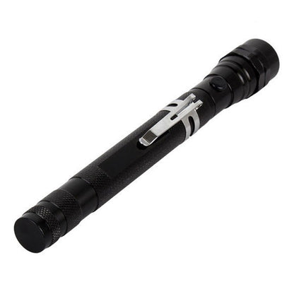 3-LED Extendable Aluminum Alloy Flashlight Magnetic Pickup Tool Flexible Gooseneck Pen Clip Light